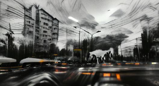 Rush Hour Crowd in Charcoal with Motion Blur