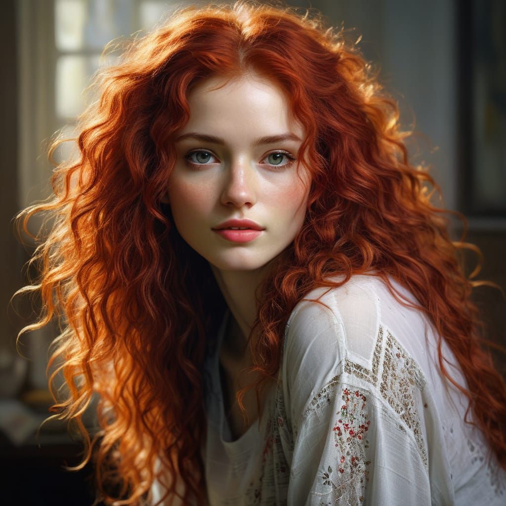 Beautiful Young Woman in Morning Light, Fine Art Portrait