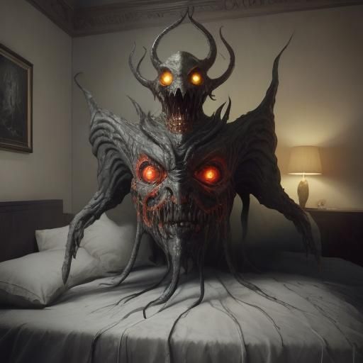 Grotesque Creature in Surreal, Nightmarish Landscape