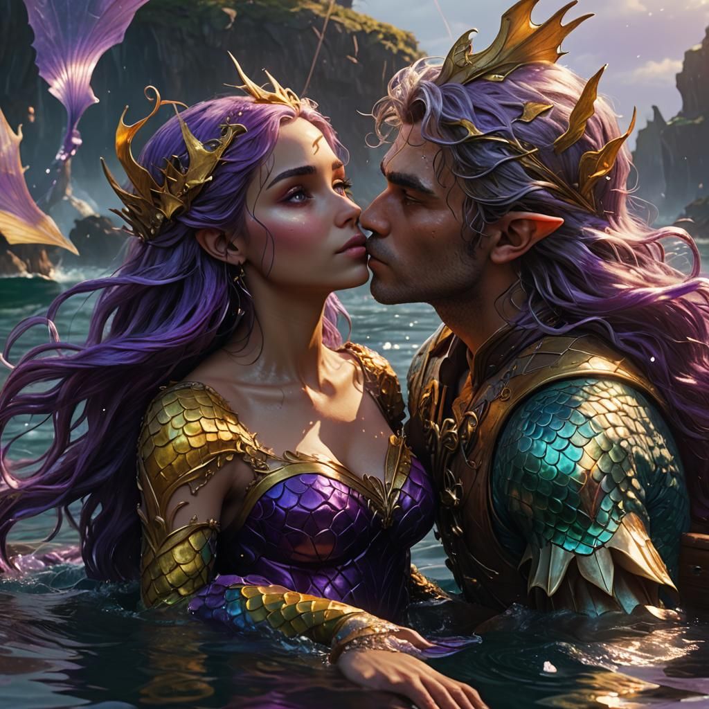 Mermaid's Kiss: Dark Fantasy Art in 8k Resolution