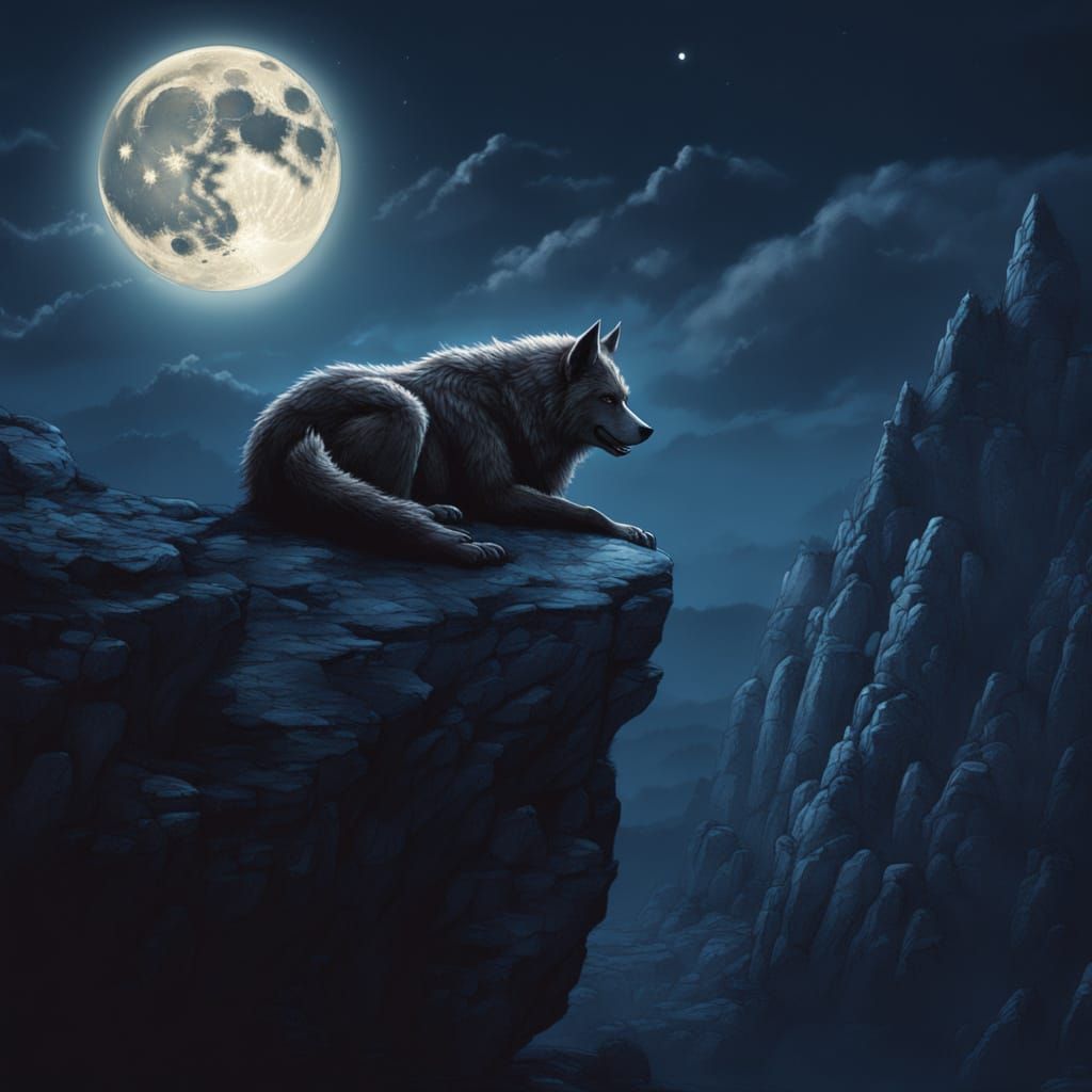 Moonlit Werewolf Majesty in Dark Fantasy Art