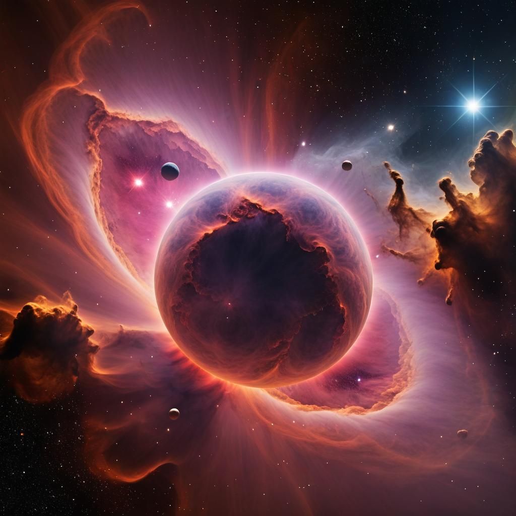 Spectacular Astronomical Event Against Nebula Background