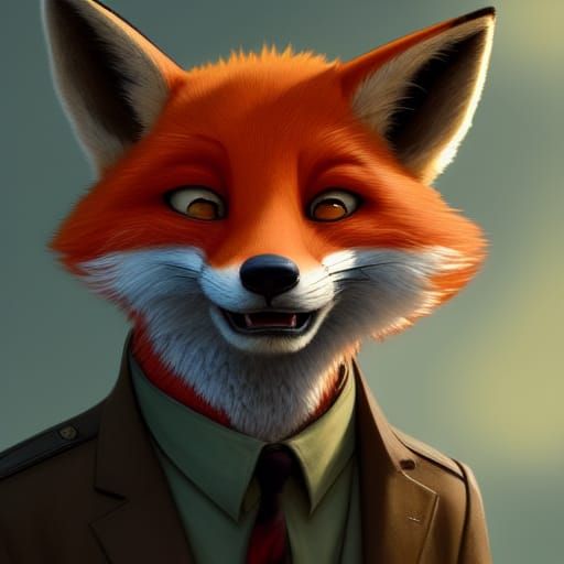 Fox Spy in Zootopia Style, Detailed 3D Render