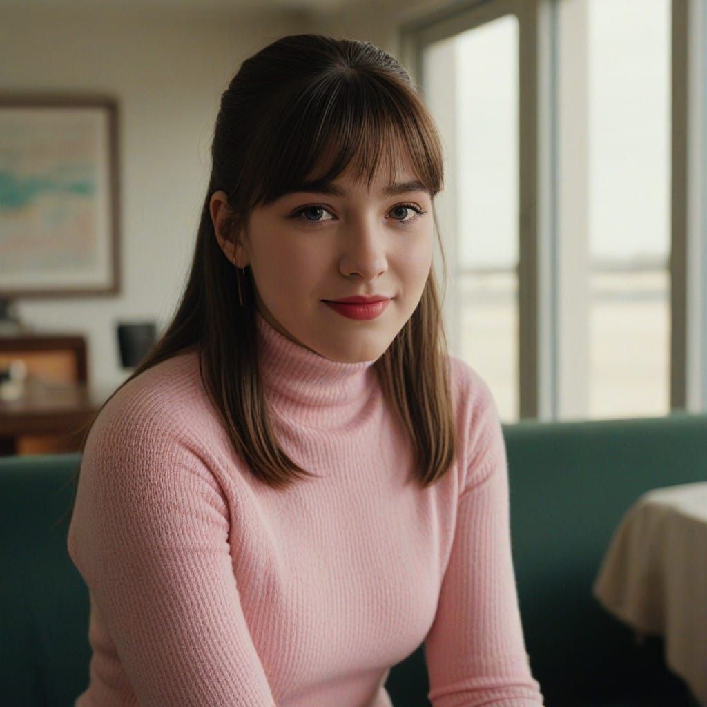 Chubby Teen Girl at Ease in a Waiting Room