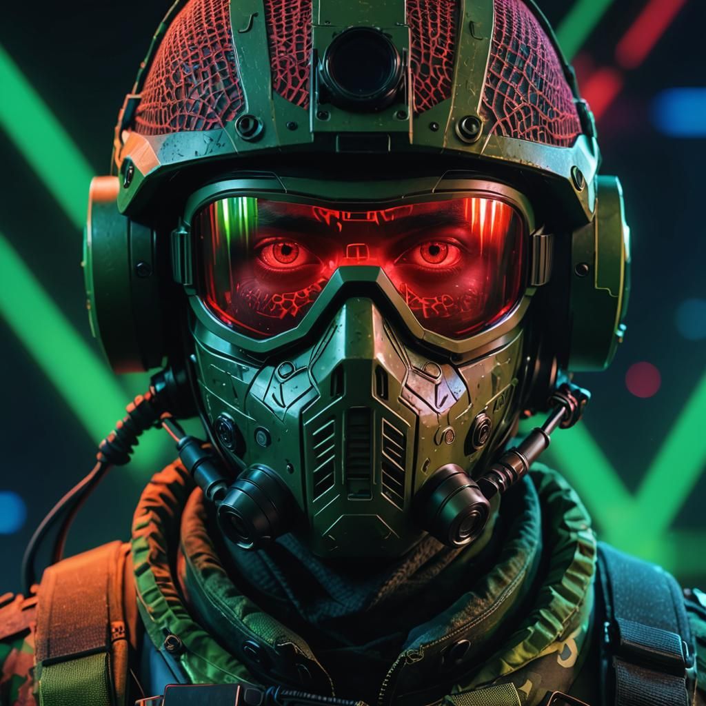 Futuristic Soldier Portrait in 3D