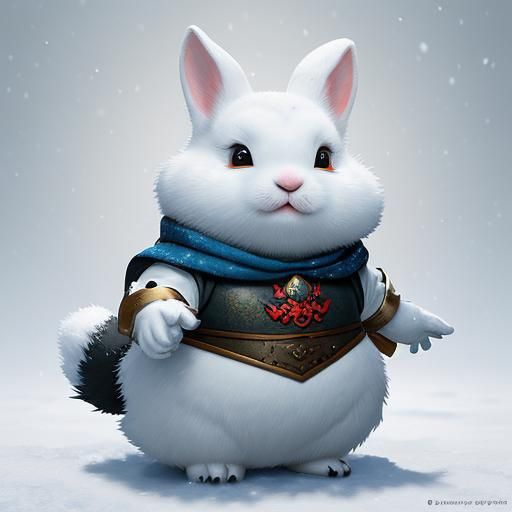 Hyperrealistic Chubby Rabbit with Colorful Background
