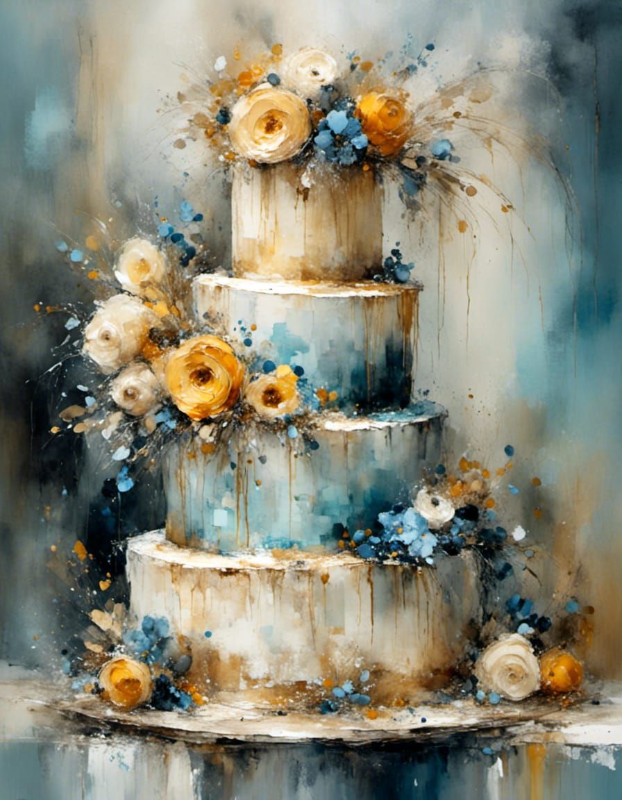 Renaissance Wedding Cake in Oil Painting Style