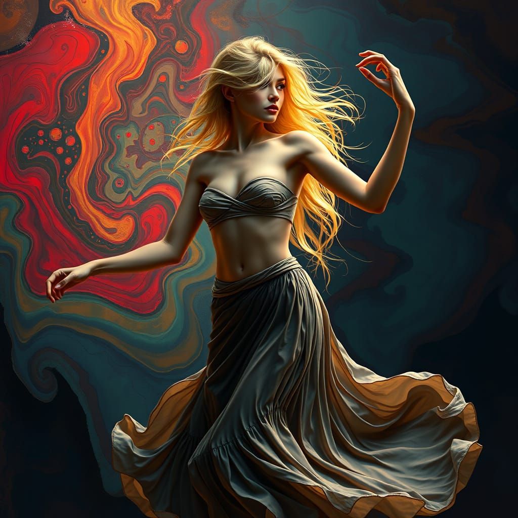 Surreal Dancing Woman in Salvador Dali Style