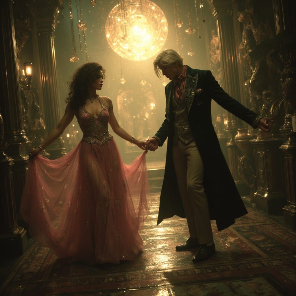 Fantasy Couple in Labyrinth's Glowing Heart