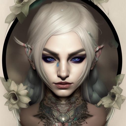 Night Elf Portrait with Drow Tattoos in Unreal Engine 5