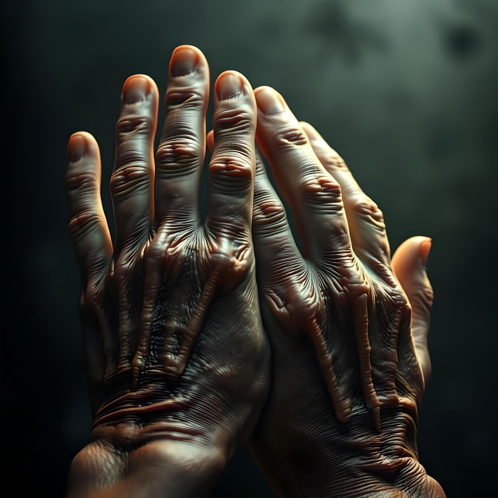 Hyperrealistic Weathered Hands: Sharp Focus, High Detail