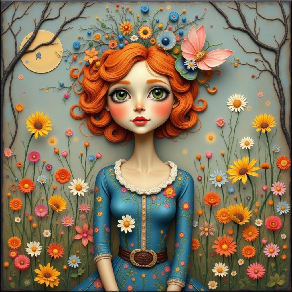 Whimsical Woman in Artistic Style