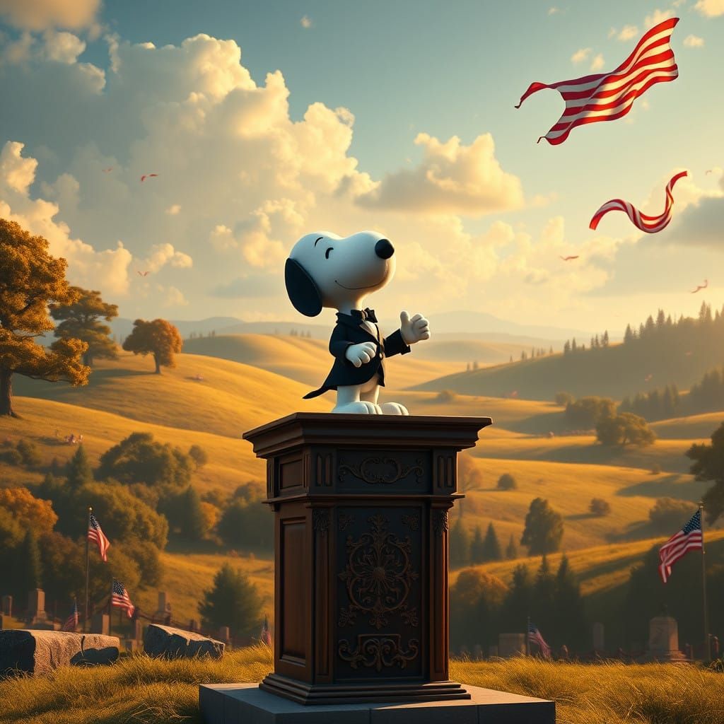 Snoopy Delivers the Gettysburg Address in Eerie Fantasy Land...