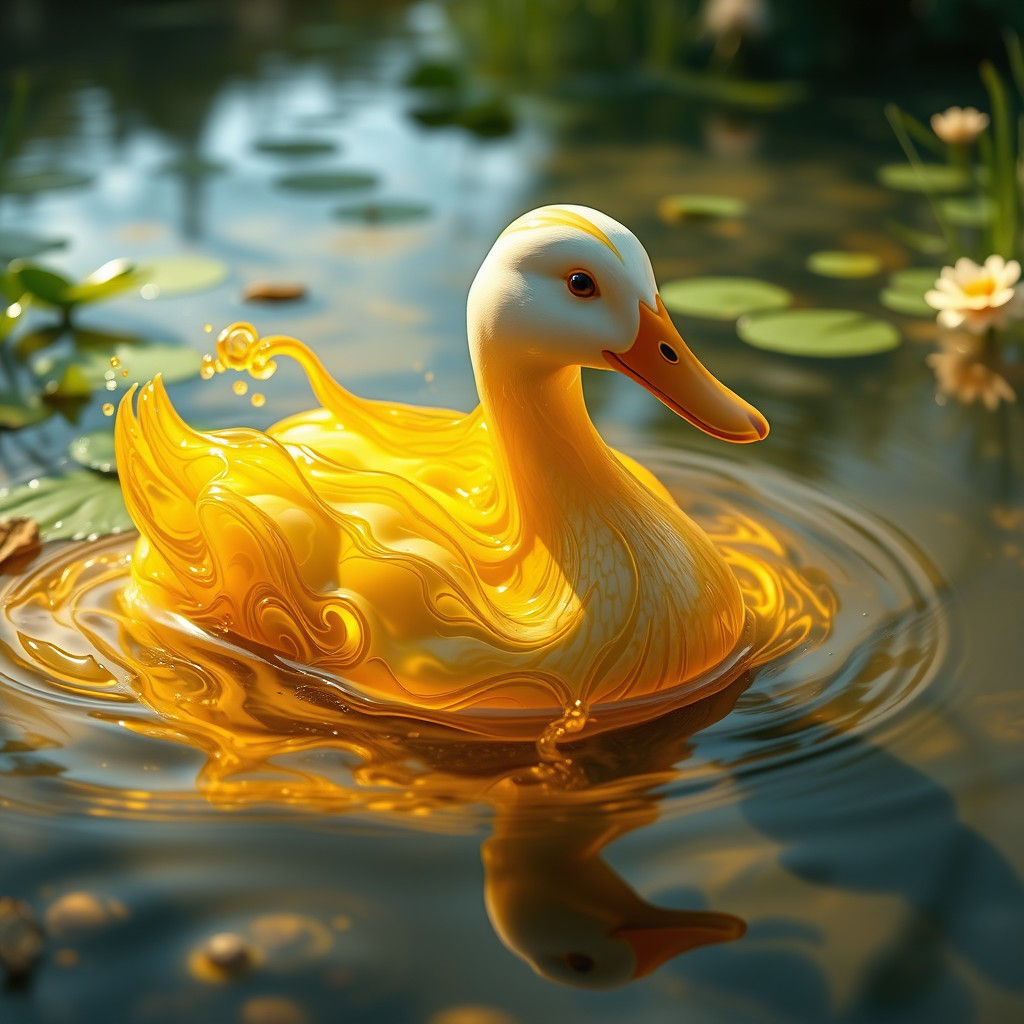 Duck Transforms into Honey-like Liquid in Serene Pond