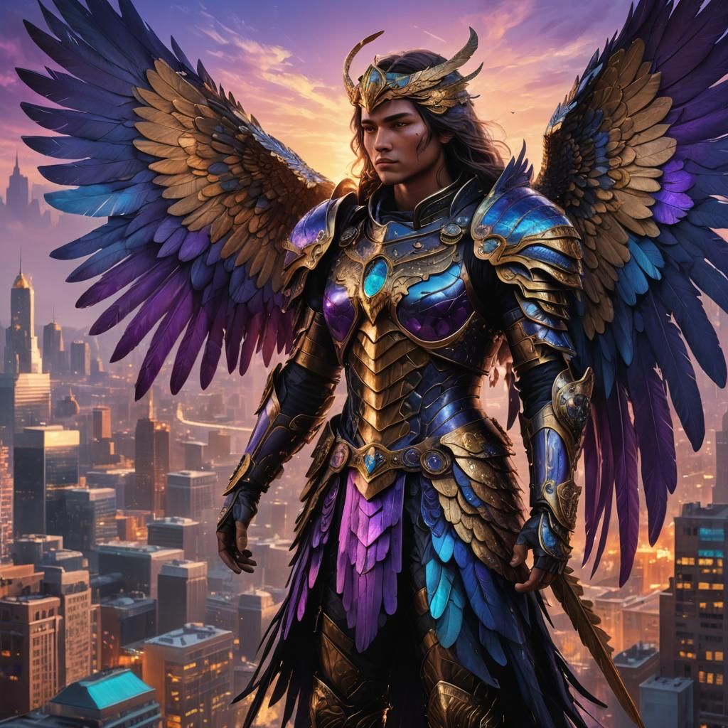 Dark Angel in Gothic Cityscape Concept Art