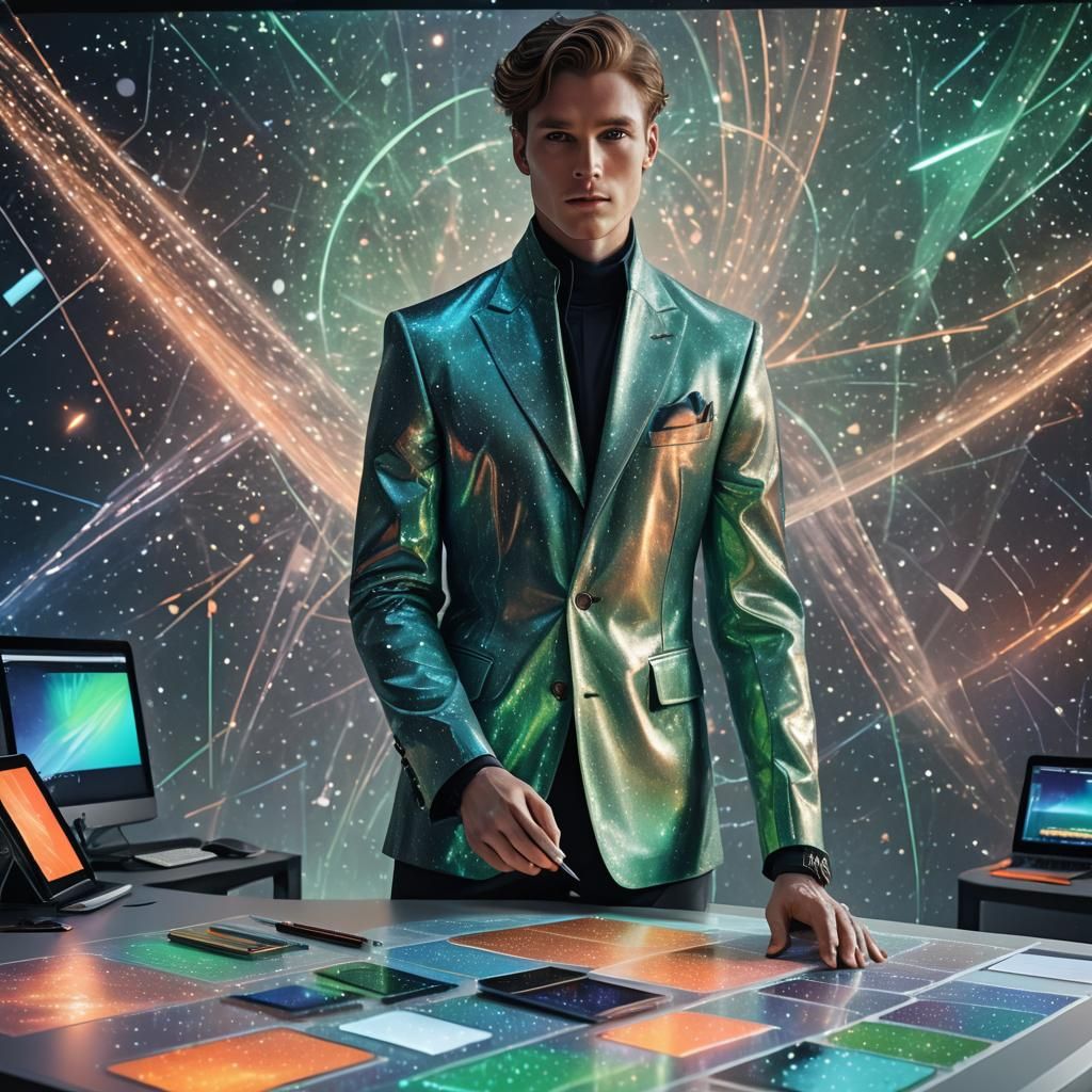 Galactic Menswear Designer Sketches in Space