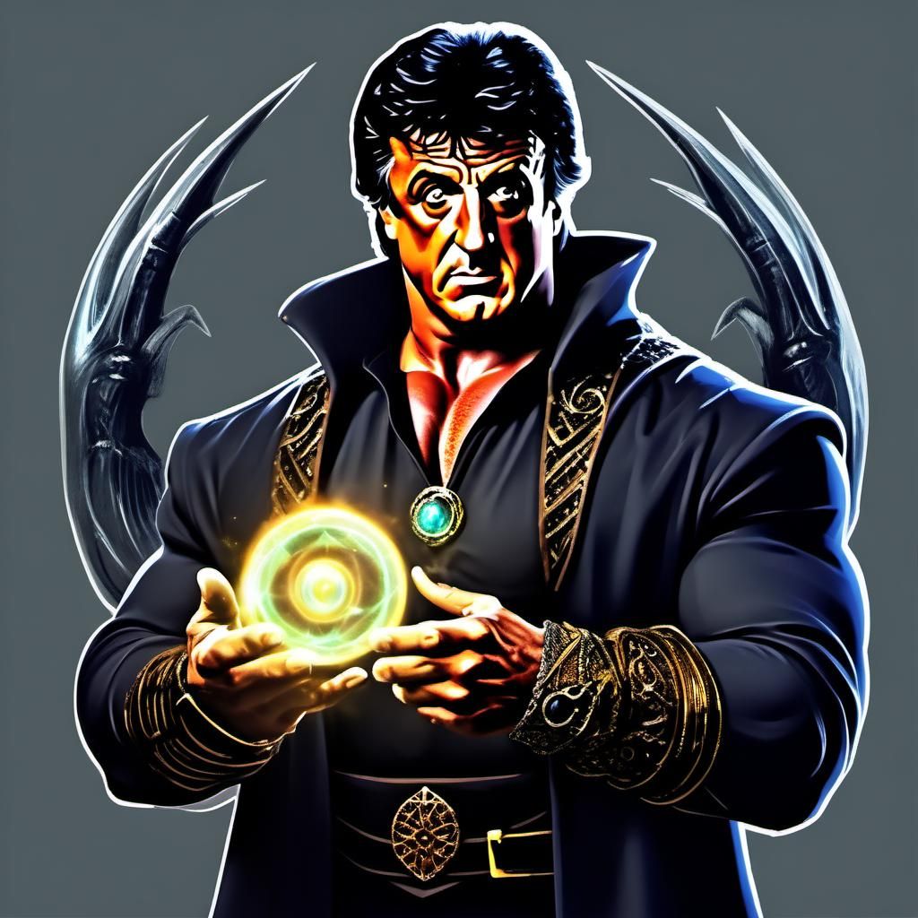 Warlock Conjuring Dark Magic Digital Art