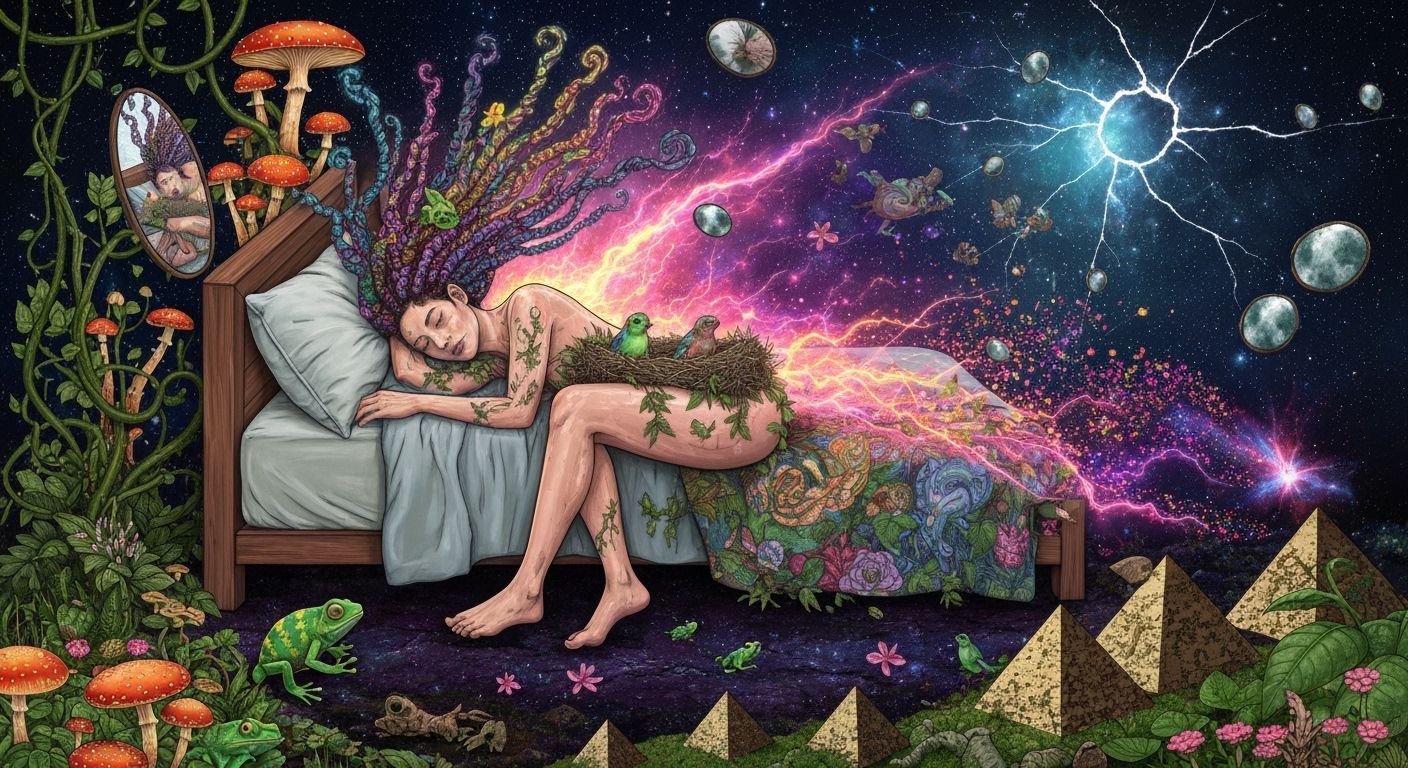 Surreal Dreamscape: Person Asleep with Aura