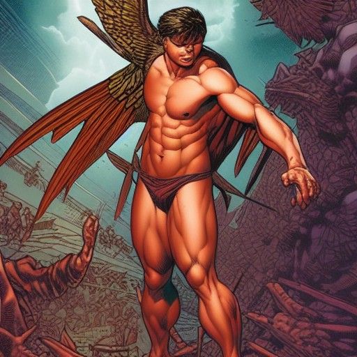 Male Filipino Angel in Comic Book Art Style