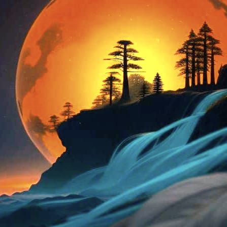 Dense Forest at Sunset Illuminated by Golden Light