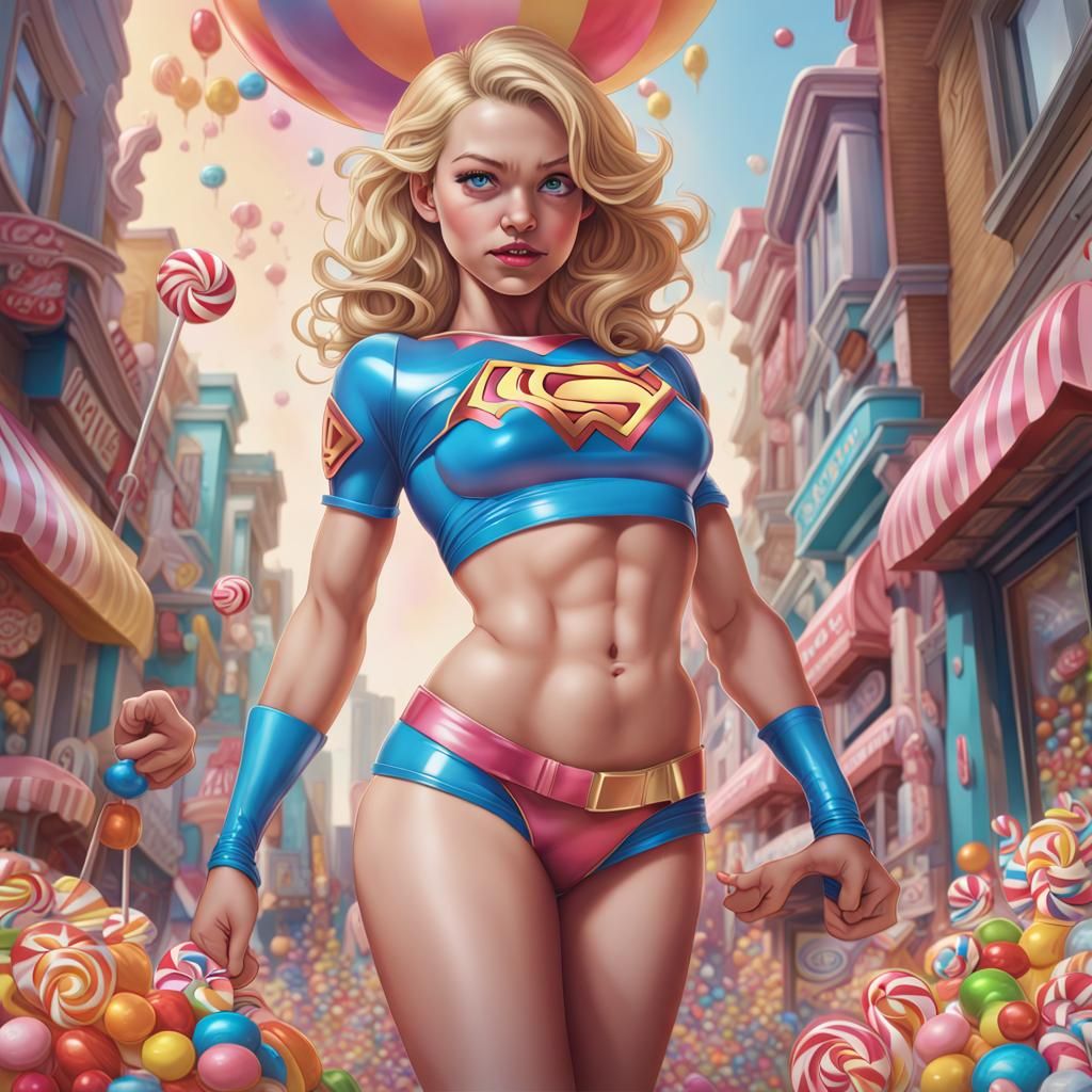 Supergirl in Candy Art Style Digital Illustration
