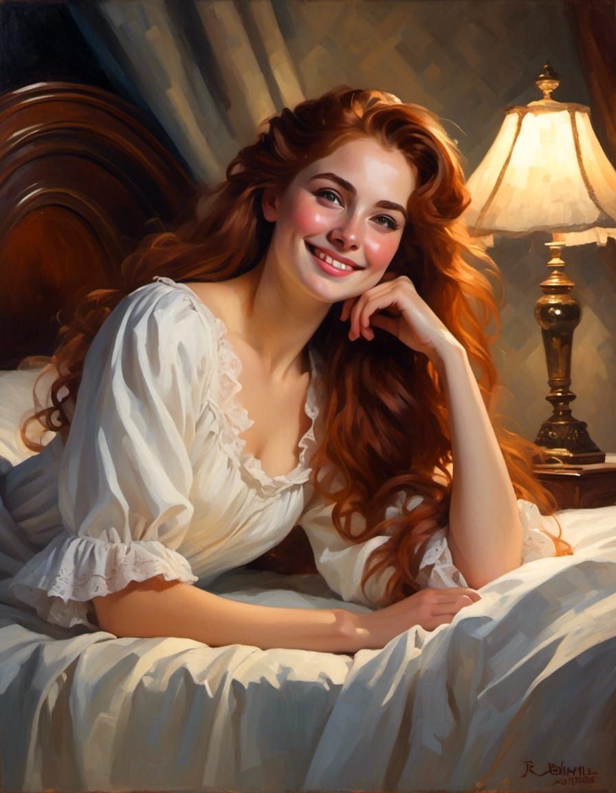 Victorian Woman in White Nightgown Portrait