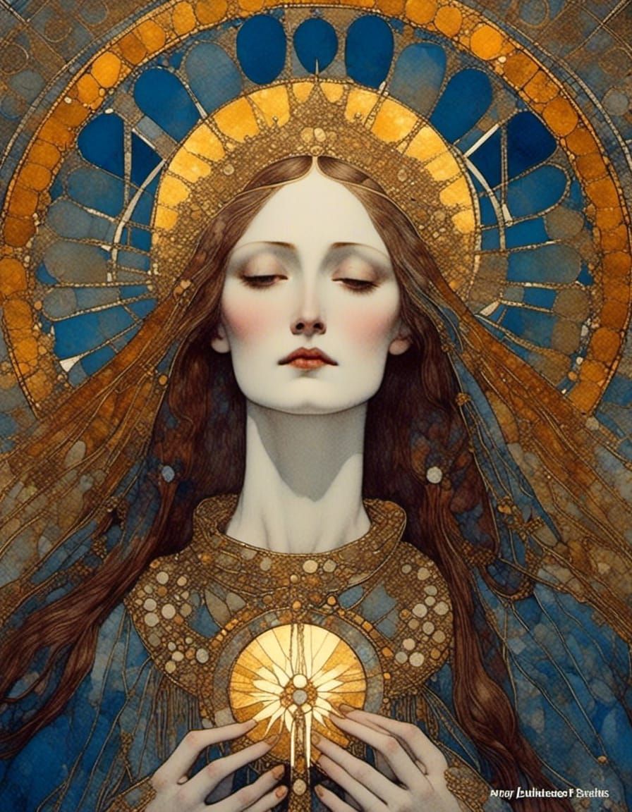 Mary Magdalene with Golden Halo, Fairytale Style