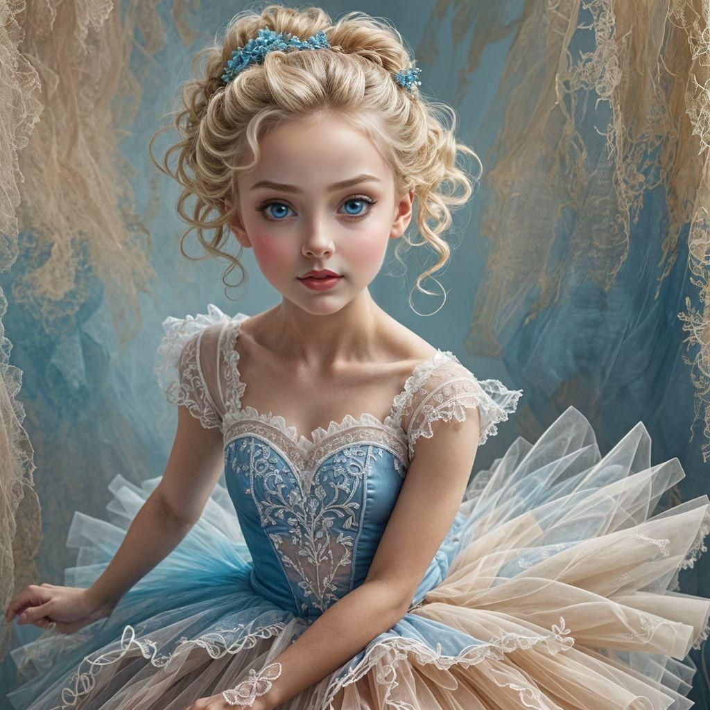 Whimsical Ballerina Girl in Tulle Tutu