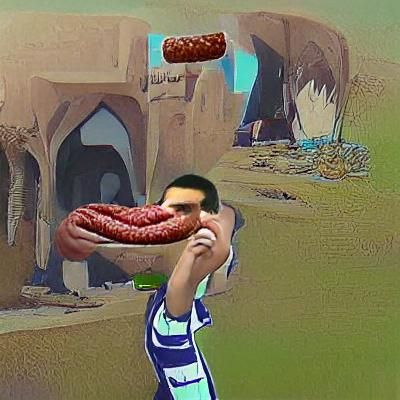 Character Eating Sausage