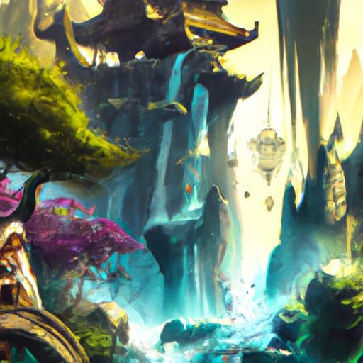 Lush Hidden Japanese Garden Concept Art