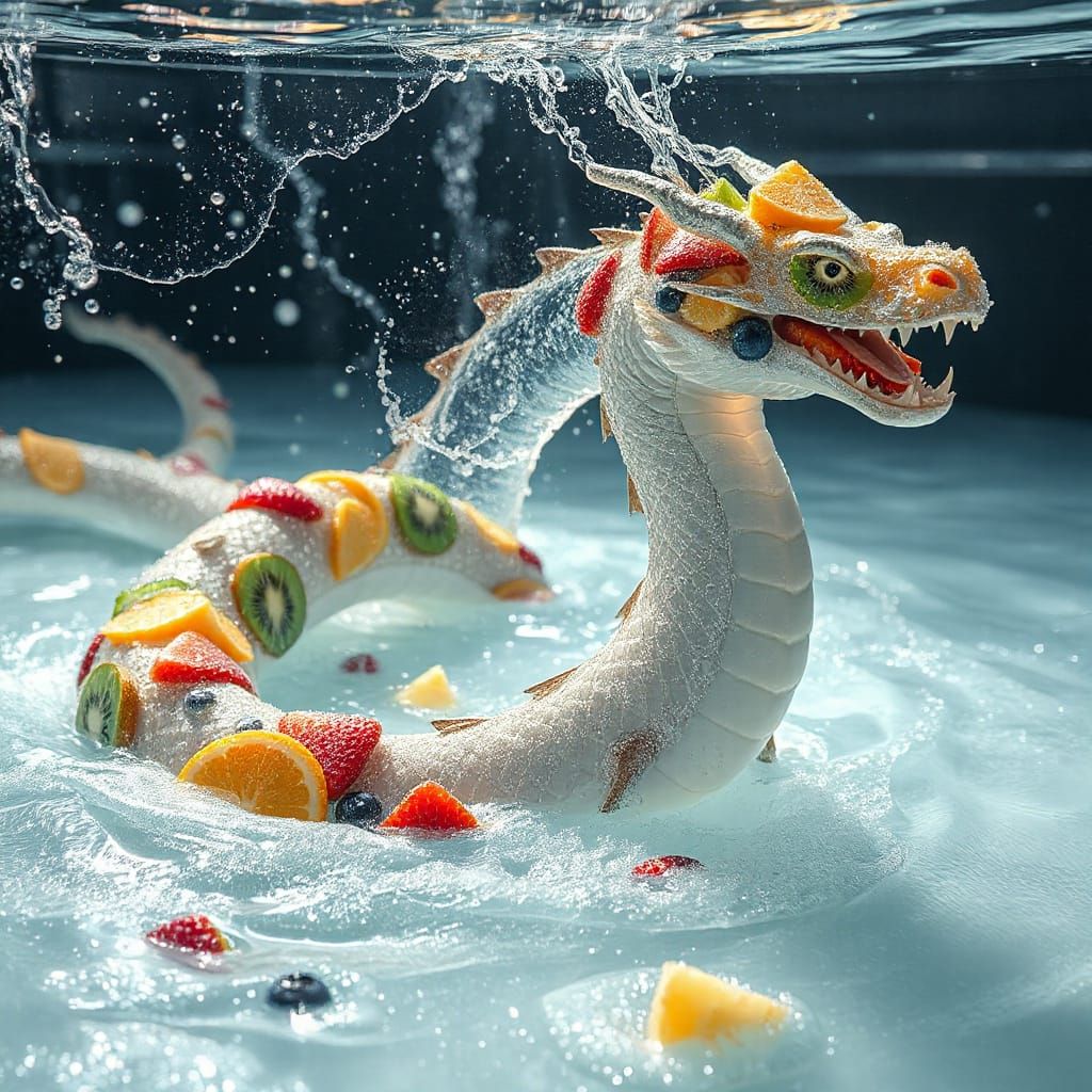 Serpentine Water Dragon in Effervescent Aquatic Realm
