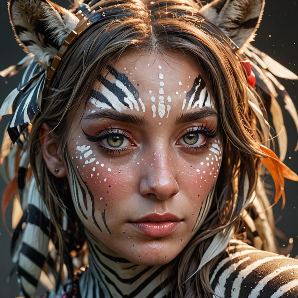 Polka Dot Zebra Portrait in Hyperdetailed Style