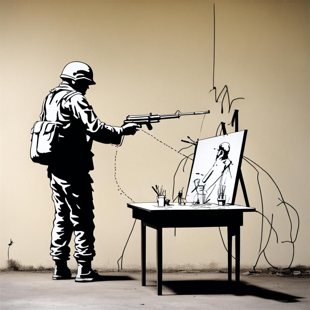 Striking Line Art War Scene