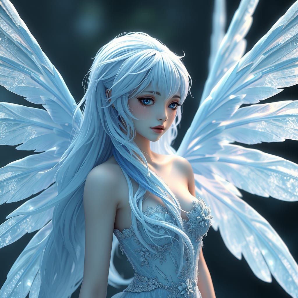 Ethereal Fairy Weeps Tears of Sorrow in Moonlit Glow
