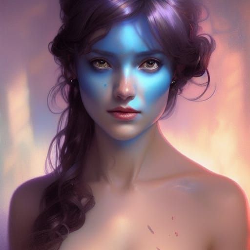 Enchanted Princess with Blue Rose Portrait