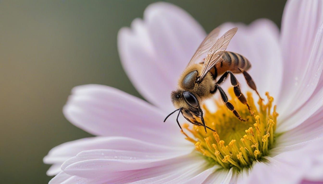 Bee on Flower Macro Photograph