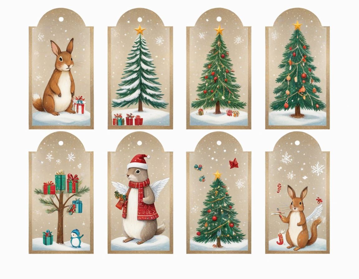 Vibrant Winter Wonderland Collage in Mixed Media Style