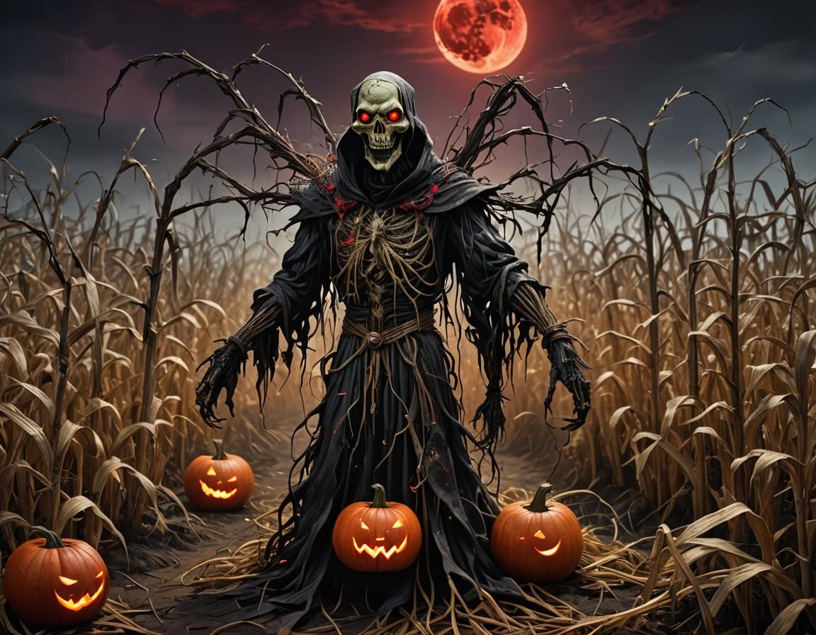 Cursed Scarecrow Summons Shadows in Warped Cornfield