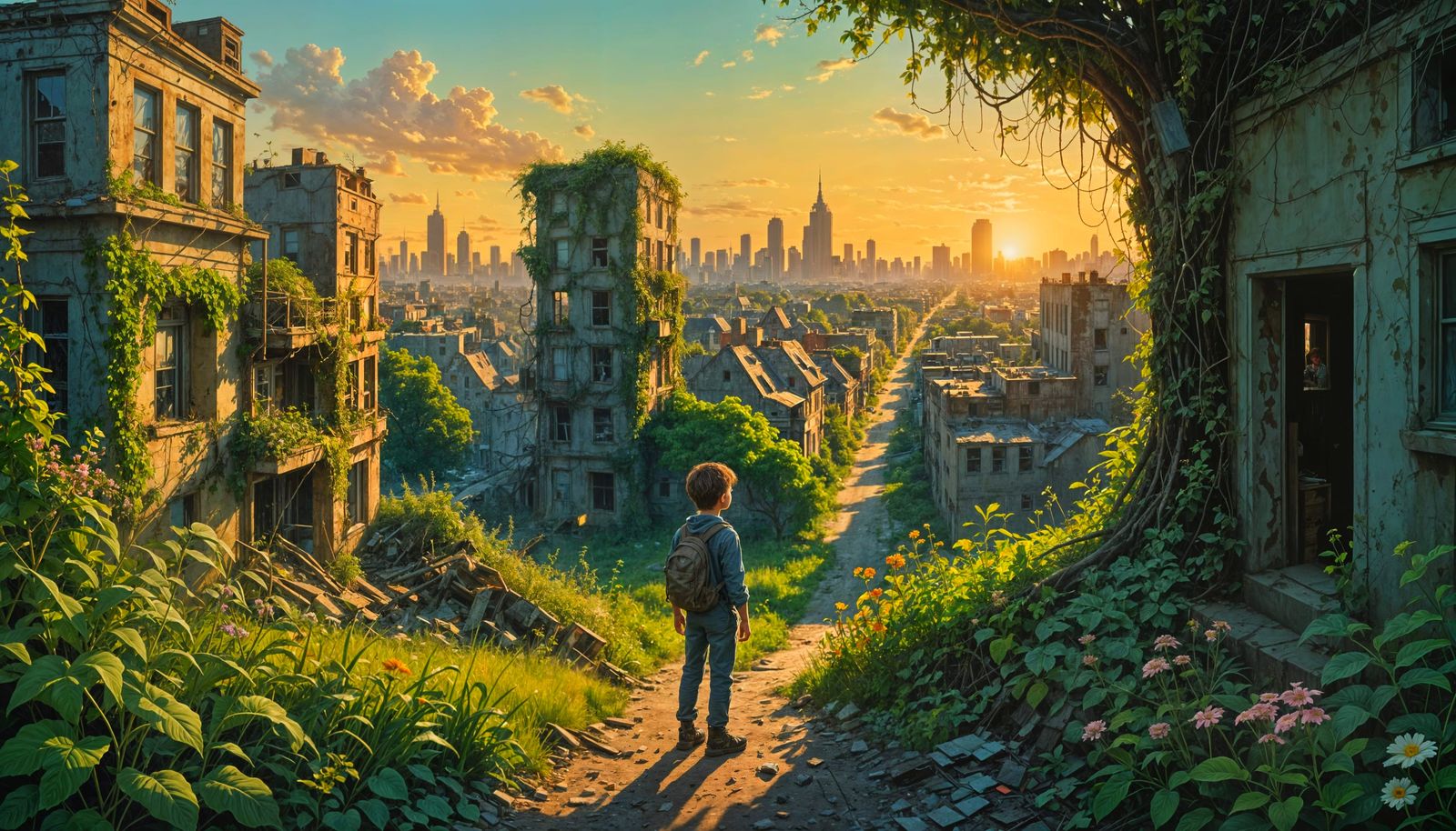 Nature Reclaims Cities in Post-Apocalyptic Painting
