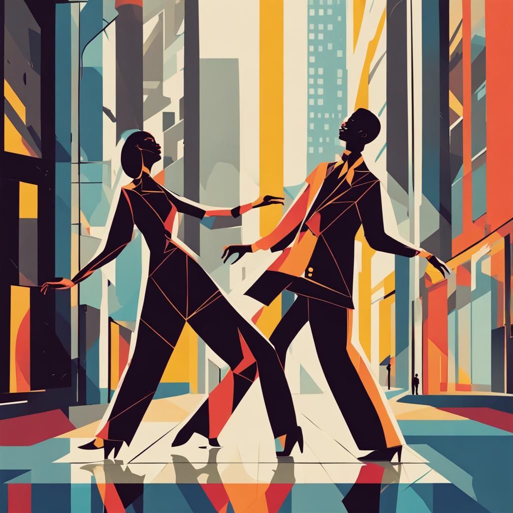 Geometric Jazz Dancers in Orphism Style