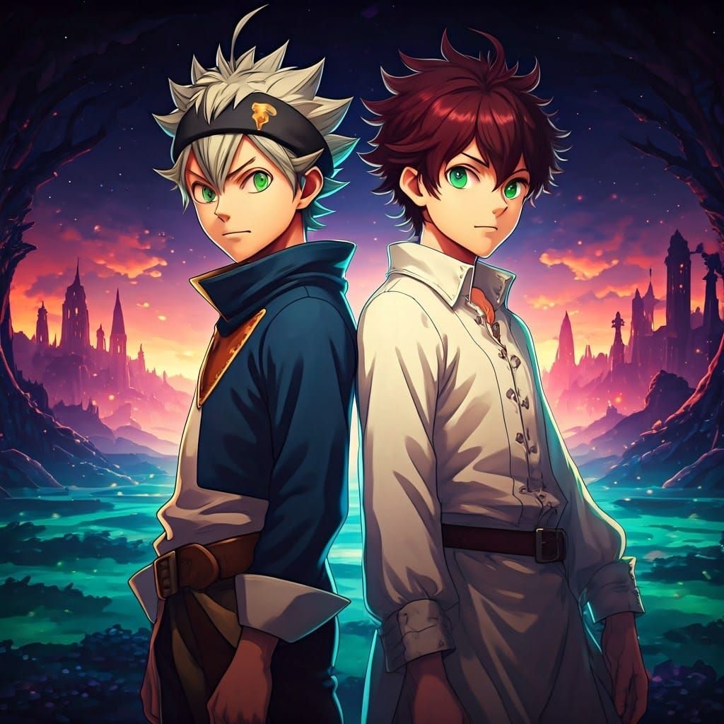 Asta and Yuno in a Mystical Dreamlike Realm