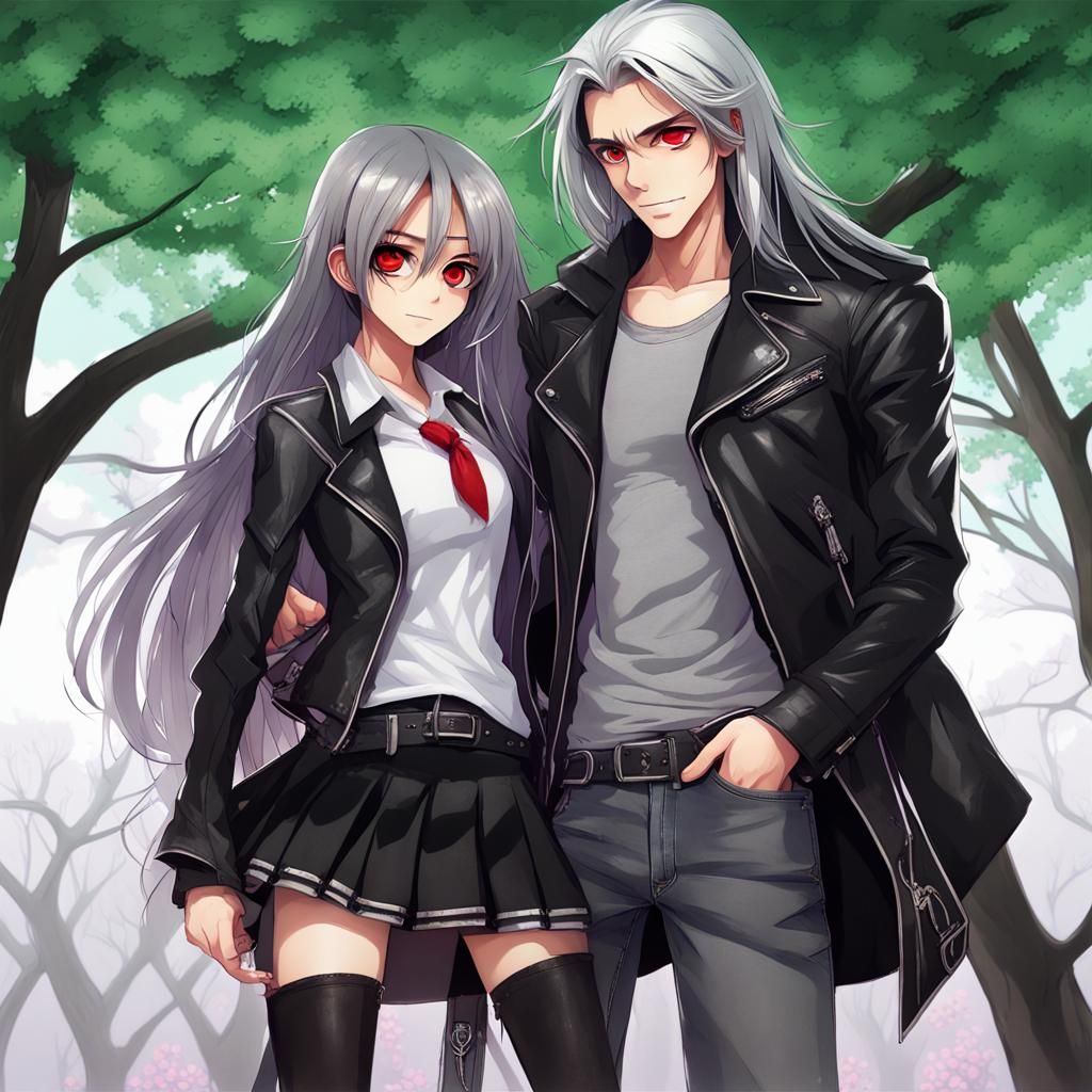 Anime Couple Under Sakura Tree