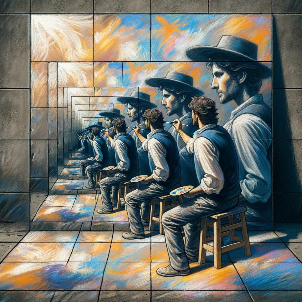Recursive Chalk Art: Painter Painting a Painter