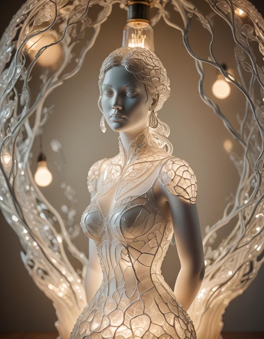 Elegant Woman Table Lamp in Surreal Style