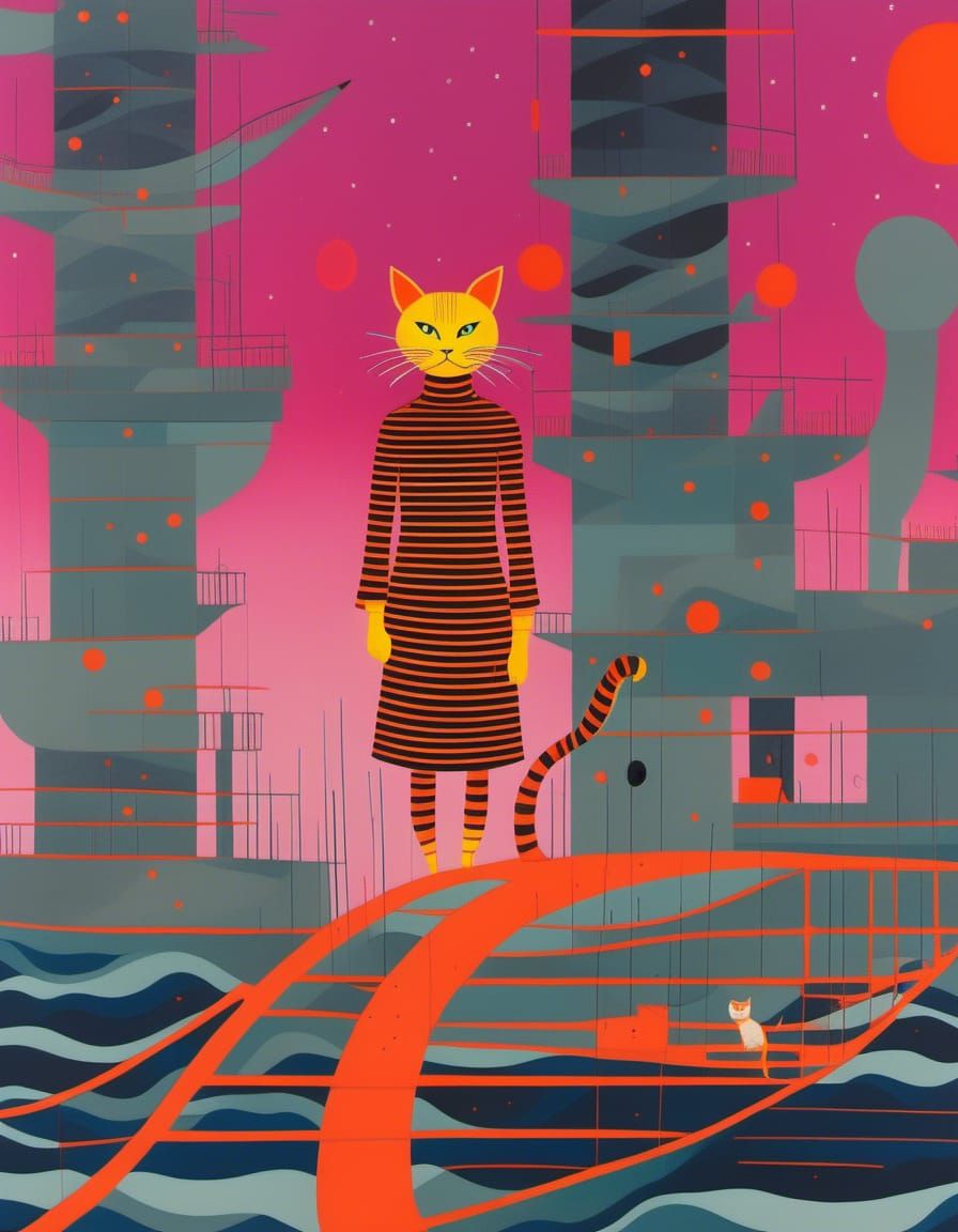 Striped cat, not quite happy