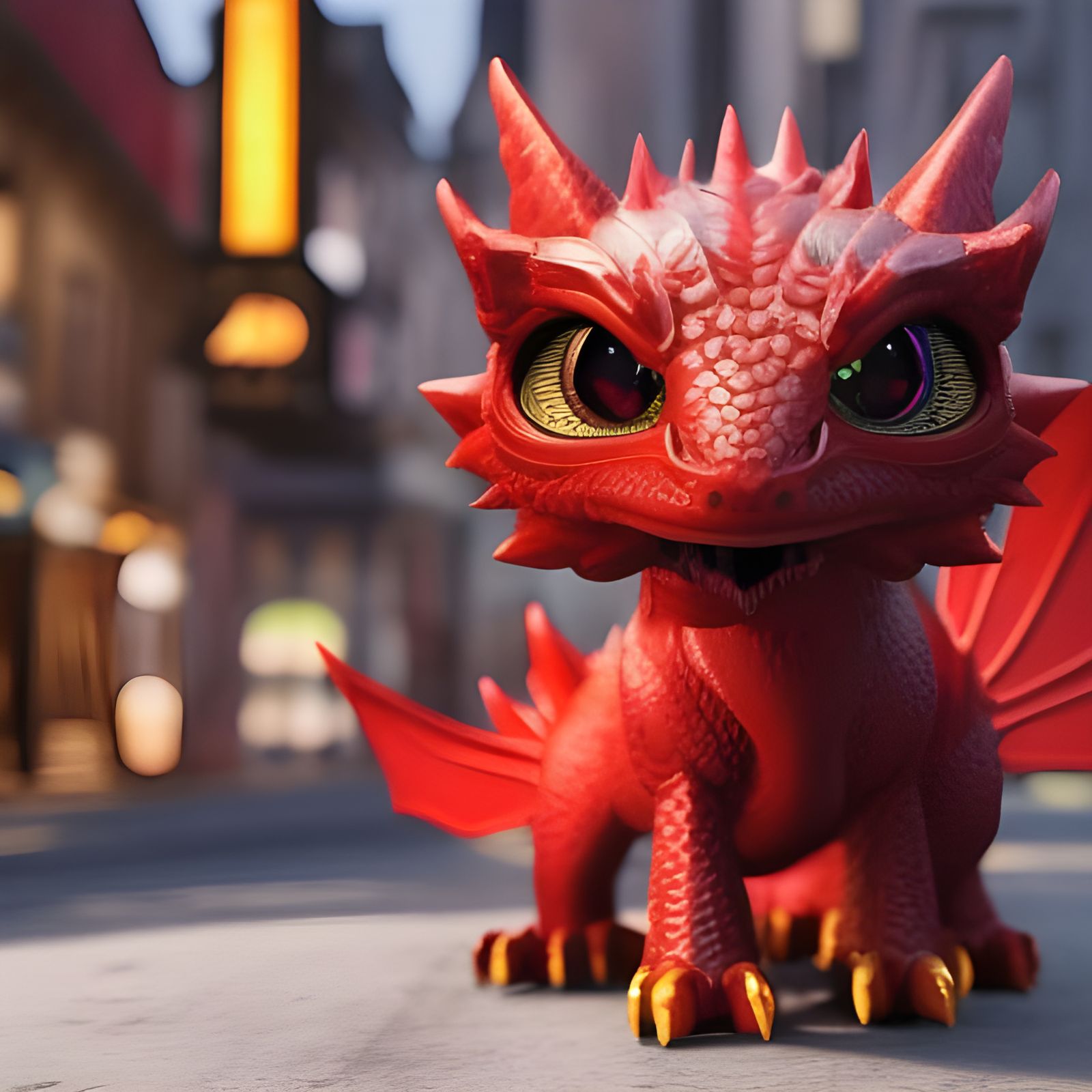 Adorable Red Dragon in Alchemist Shop, 3D Render