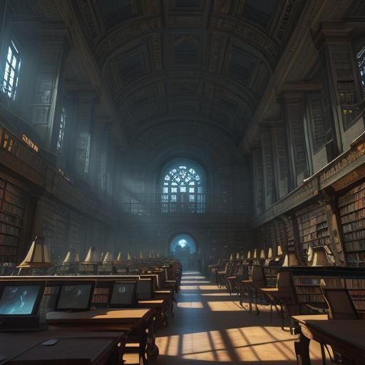 Melting Clocks in Library: 3D Cinematic Render