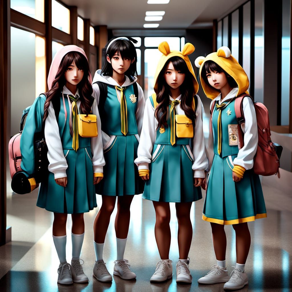 High School Students in Whimsical Kigurumi-Inspired School U...