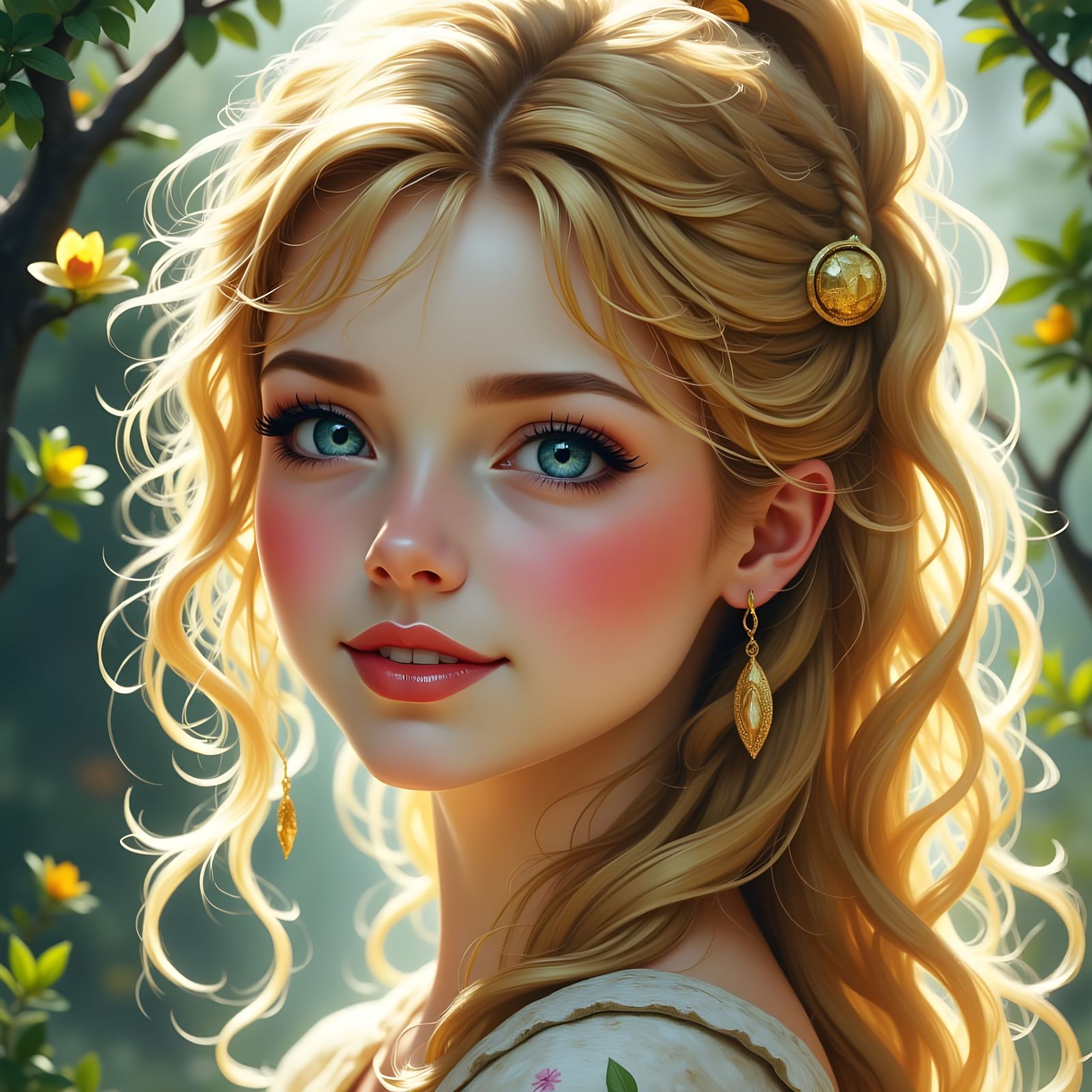 Norse Goddess of Love Portrait with Blonde Hair