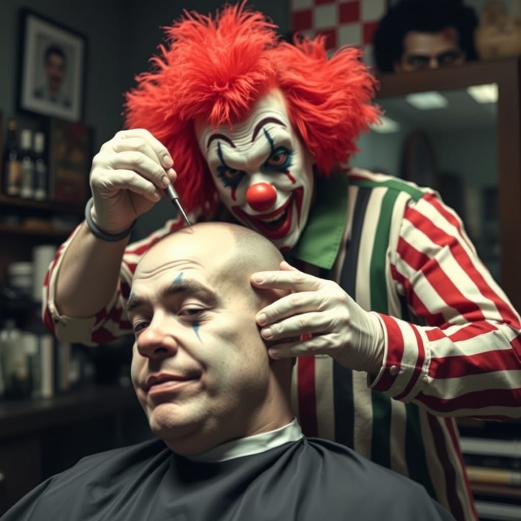 Insane Clown Barber Shaving Bald Strip